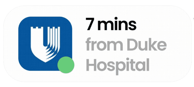 7 minutes from Duke Hospital
