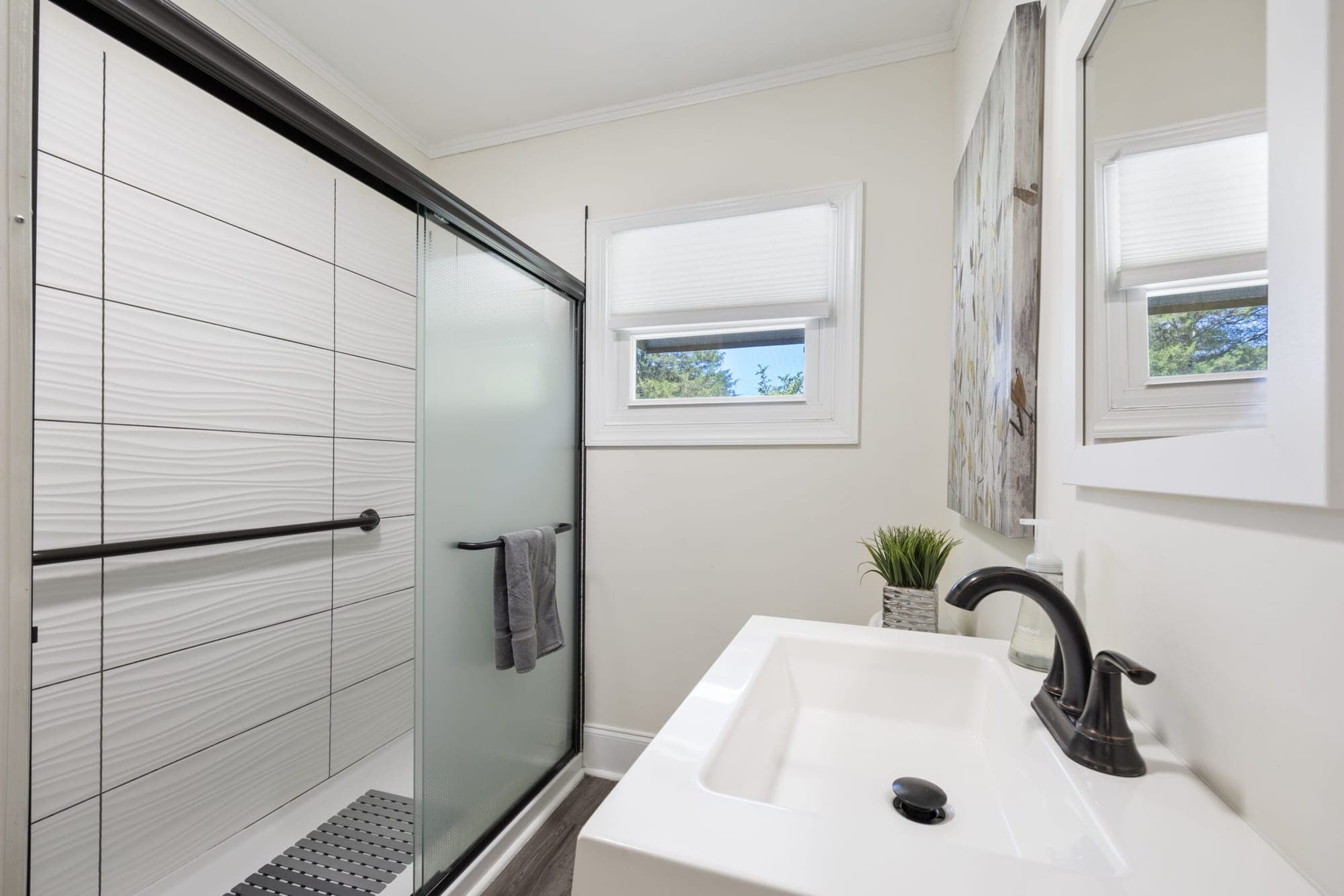 Bathroom with a glass walk-in shower