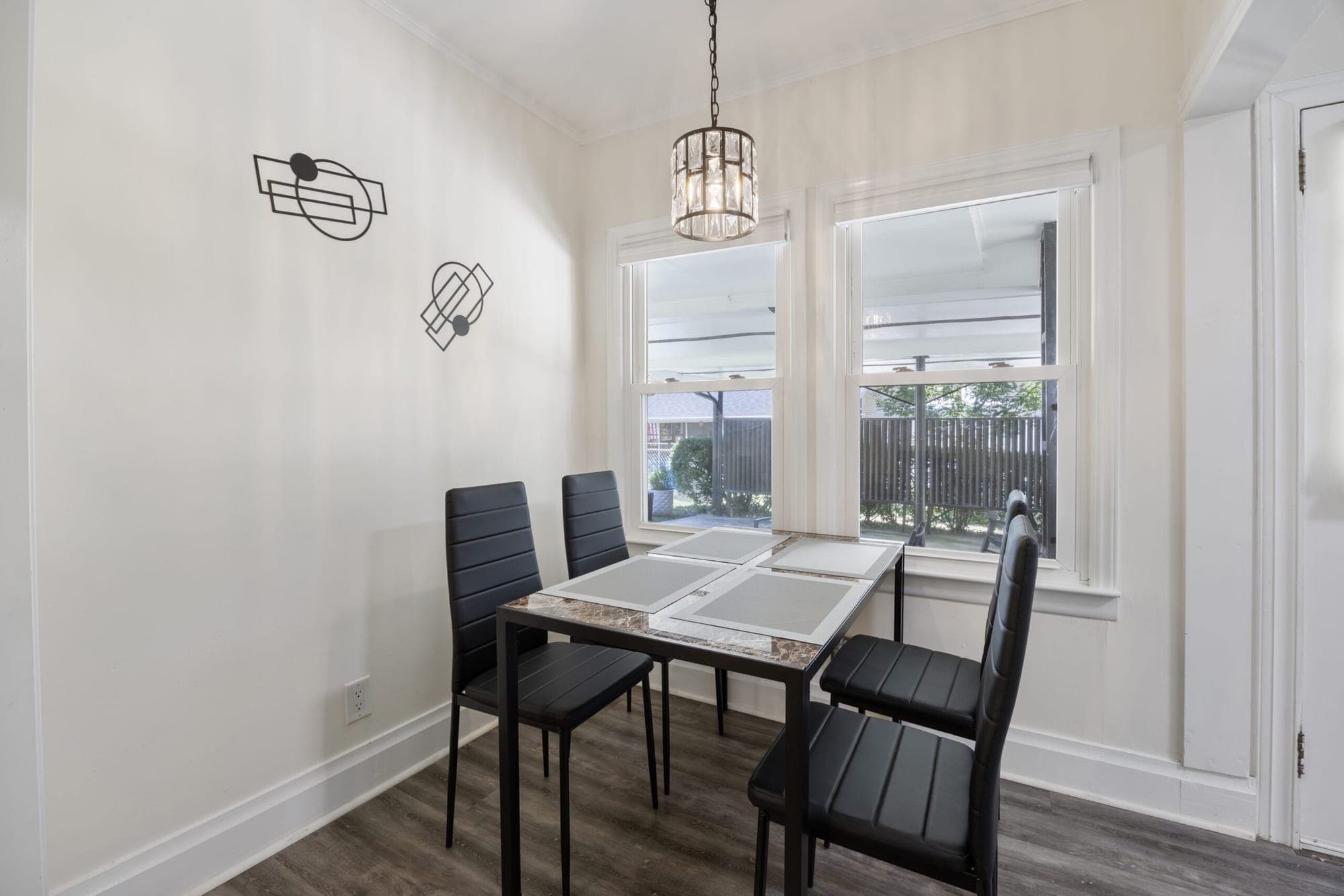 Dining table for four by the windows