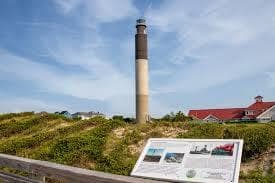 Oak Island Lighthouse above the dunes
