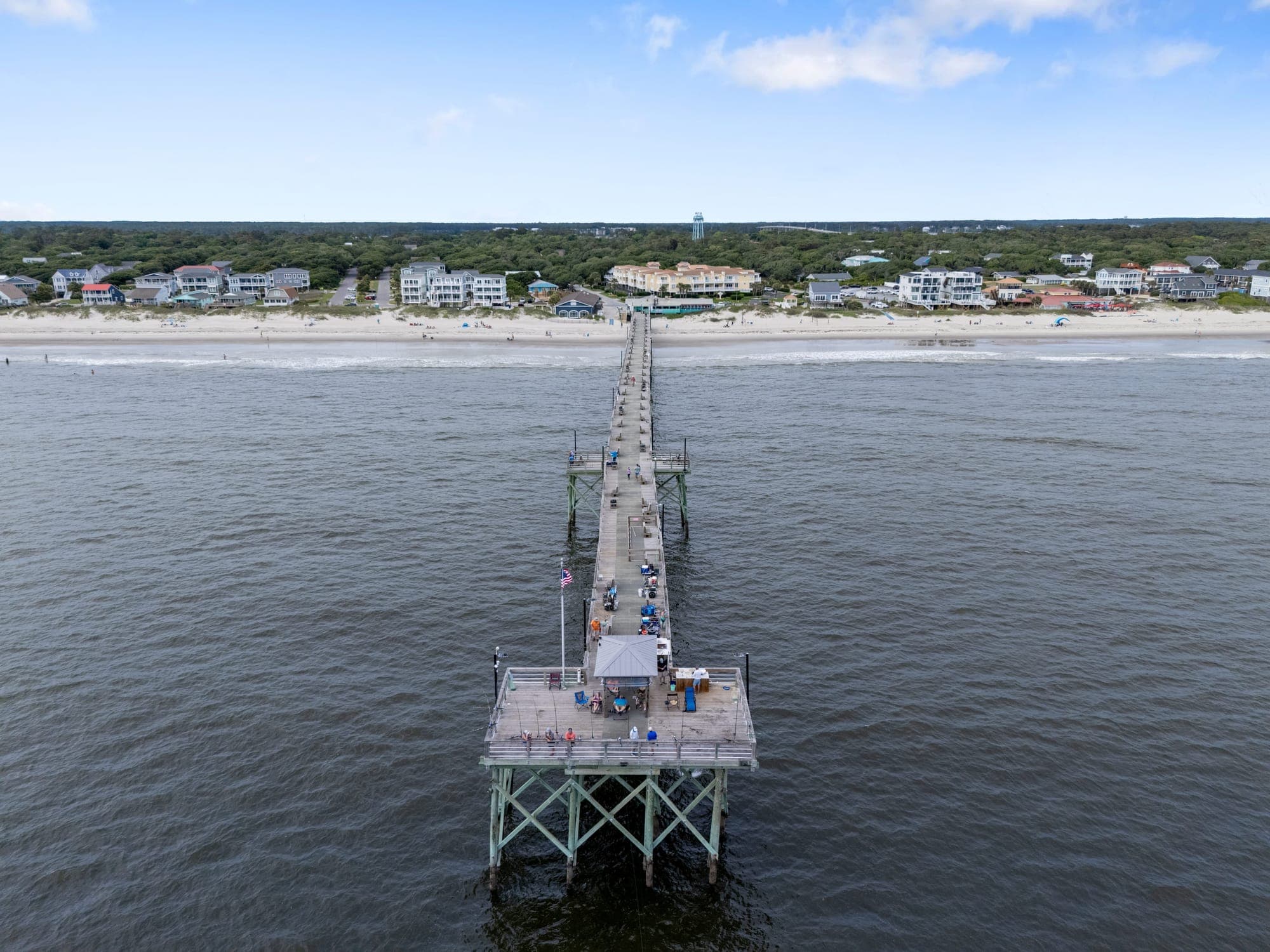 Oak Island Pier and beach from above